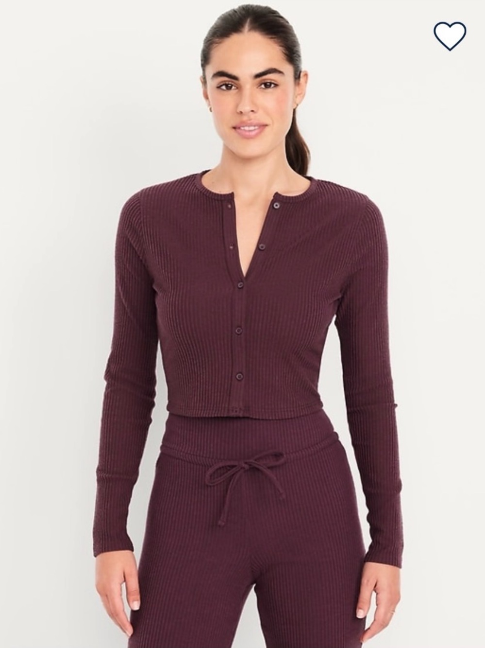 Old Navy Women's Ribbed Top and Bottom Set in Plum